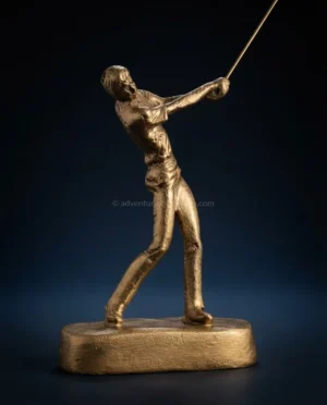 Golfer trophy mid-swing for sporting achievement award, handcrafted by Adventurion Trophies Kenya
