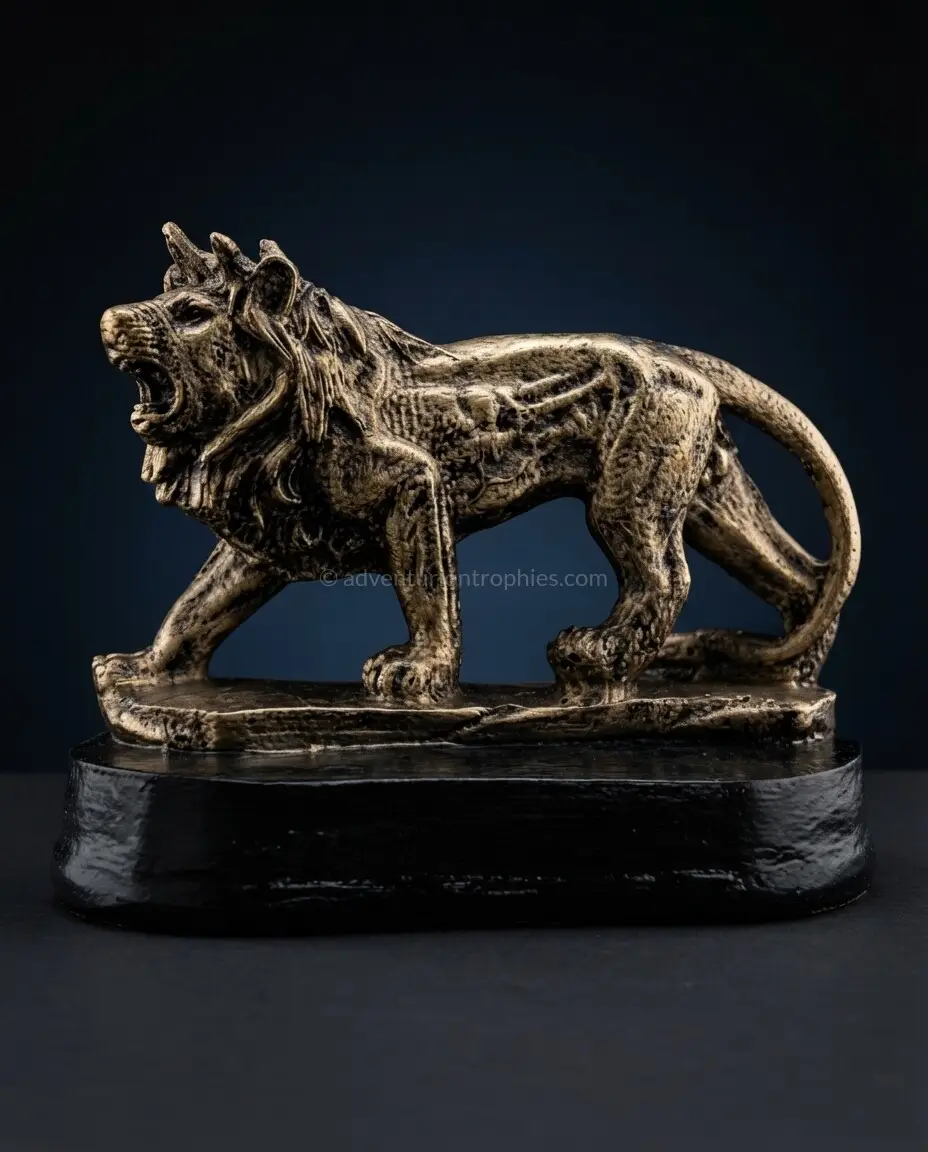 Roaring lion trophy for leadership award, handcrafted by Adventurion Trophies Kenya